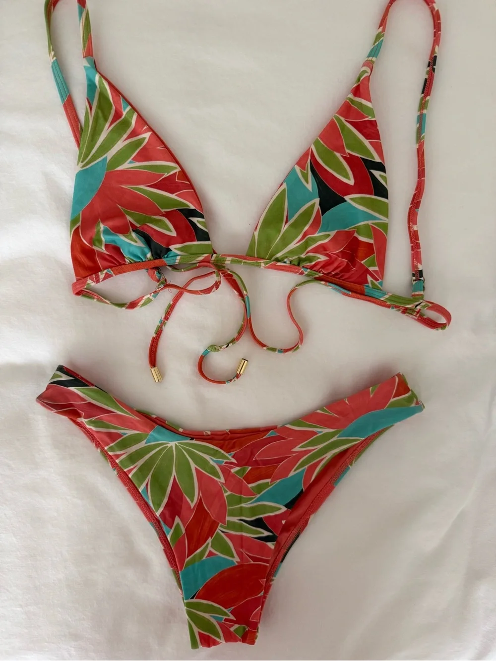 MONDAY SWIM Tropical Floral Triangle Bikini Set